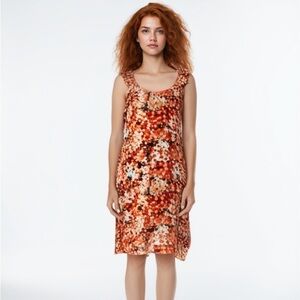 GLAMOUR Women's 14 DRESS Sleeveless Knee Length Multicolor Floral Ruffles-NWOT